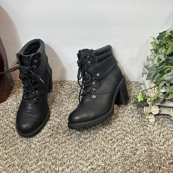 torrid Shoes Torrid Hiker Ankle Combat Boots Black Faux